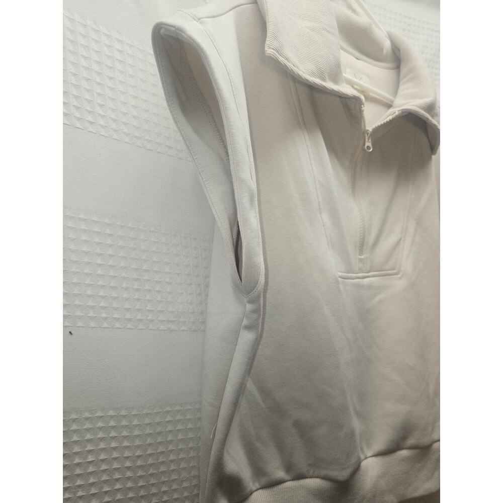 Women's Thread & Supply Half-Zip Short Sleeve Dolman Top Size Large Cream 7394 - Picture 4 of 9